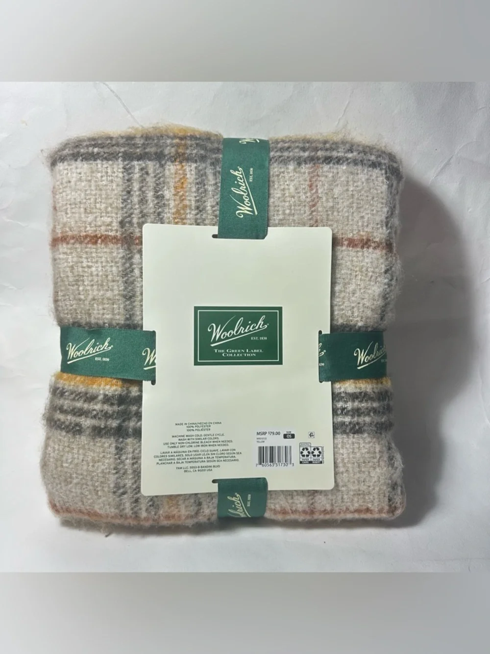 Woolrich Brushed Wrap Green Label One Size Yellow ( Beige Brown Rust Mustard )